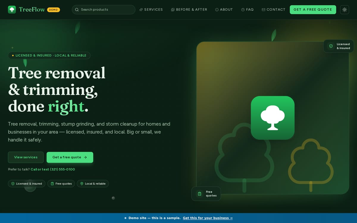 Tree service website template by MySiteHandled.com