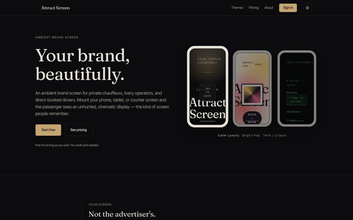 Attract Screen website, designed and built by MySiteHandled.com