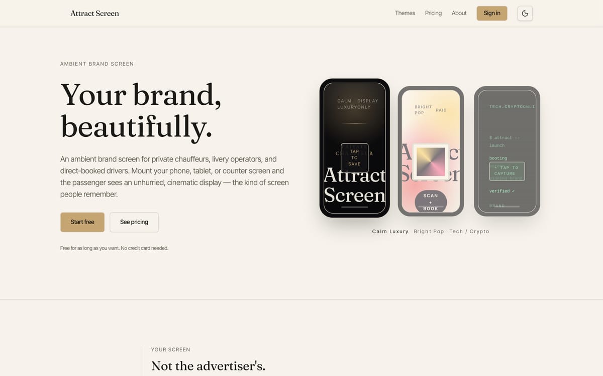 Attract Screen website, designed and built by MySiteHandled.com