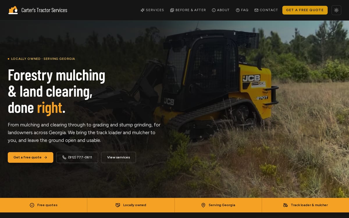 Carter's Tractor Services website, designed and built by MySiteHandled.com