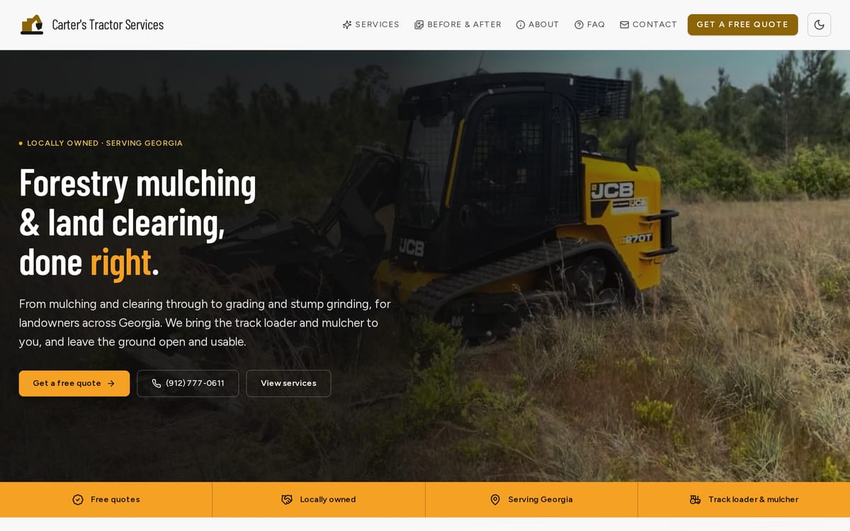 Carter's Tractor Services website, designed and built by MySiteHandled.com