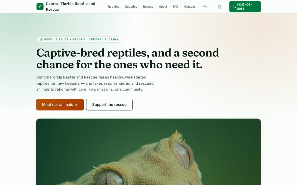 Central Florida Reptile and Rescue website, designed and built by MySiteHandled.com