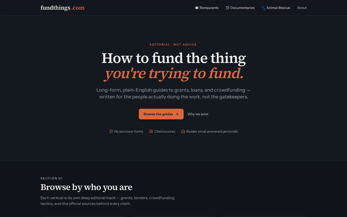 fundthings.com website, designed and built by MySiteHandled.com