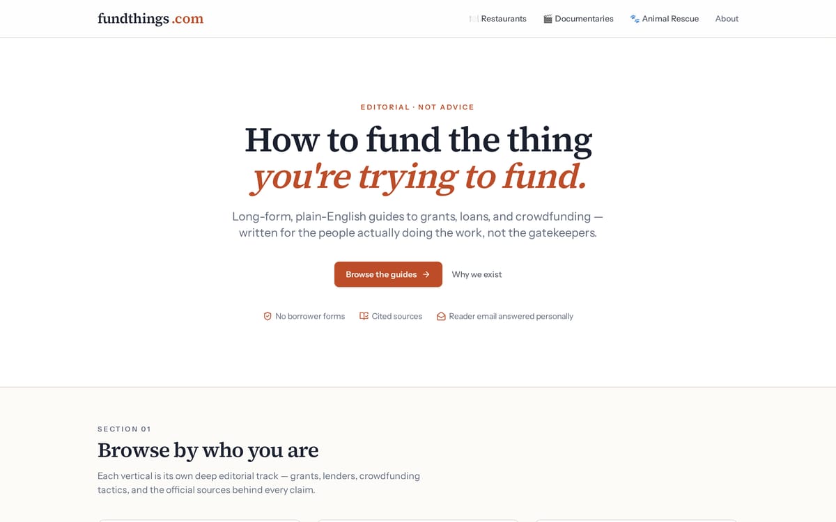 fundthings.com website, designed and built by MySiteHandled.com