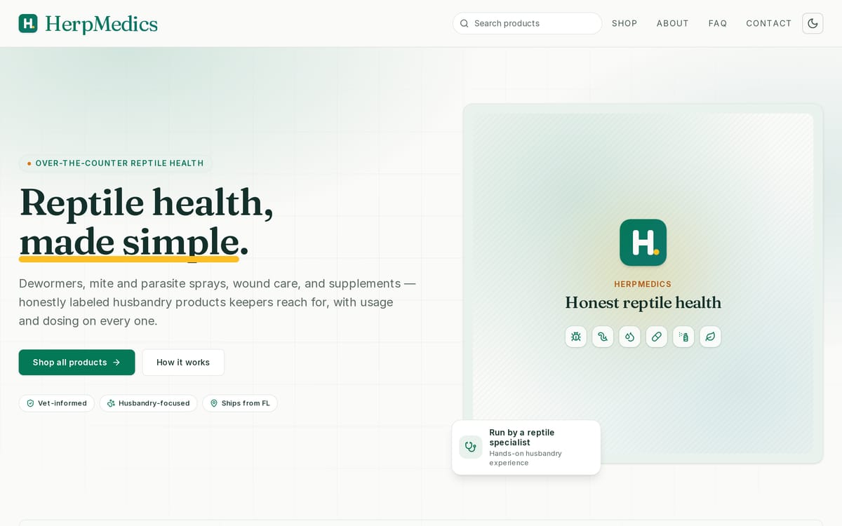 HerpMedics website, designed and built by MySiteHandled.com