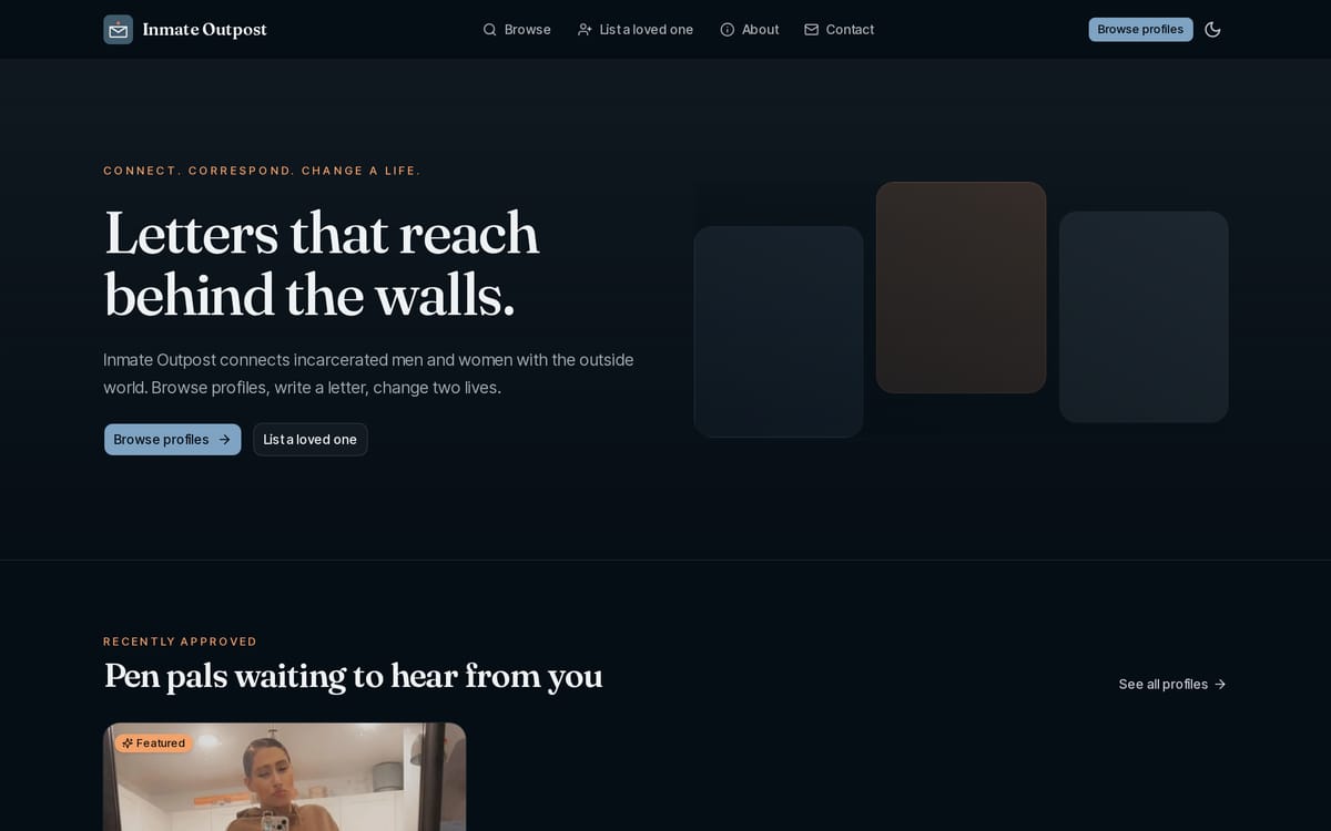 Inmate Outpost website, designed and built by MySiteHandled.com