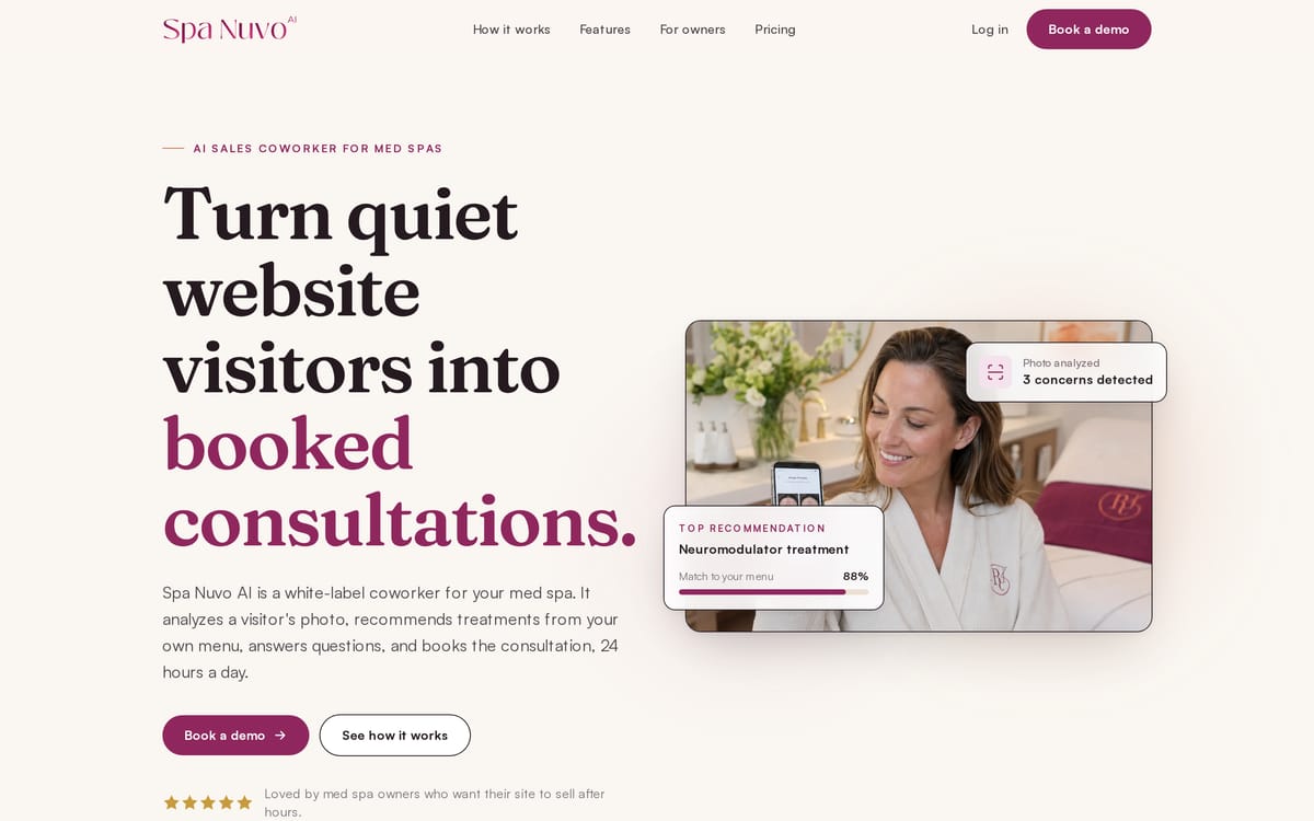 Spa Nuvo AI website, designed and built by MySiteHandled.com