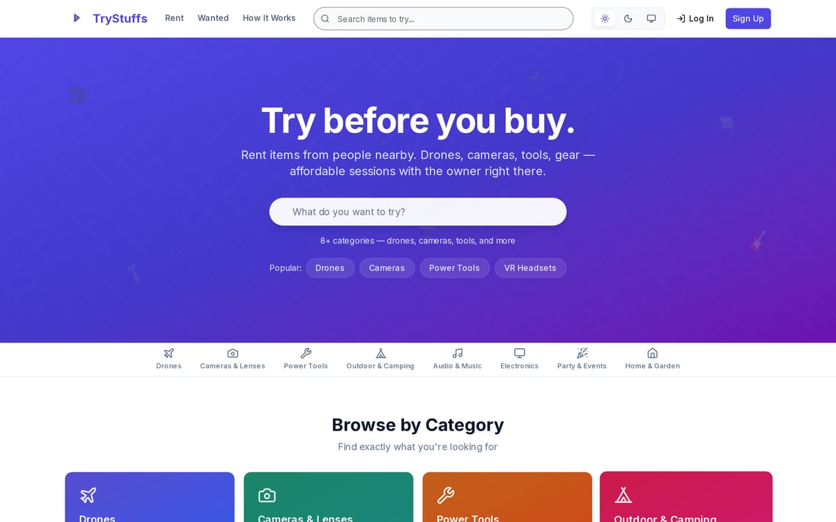 TryStuffs website, designed and built by MySiteHandled.com